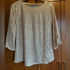 Rose-gold sequin flowy lined top women’s L